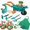 Qtioucp 16Pcs Kids Gardening Tools Outdoor Toys Set Backyard Play with 93 PCS DIY Flower Garden Building Preschool Activities (Green) view 1