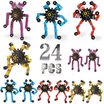 24 Pack Funny Sensory Fidget Toys,Deformable Chain DIY Robot Spinners Stress Relief Gyro Toy Birthday Gifts Goodie Bag Christmas Stocking Stuffers Classroom Prizes Party Favors for Kids Adults