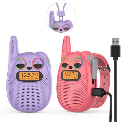 Walkie Talkies for Kids Rechargeable, Christmas Birthday Gifts for Girls Age 3-9,Easy to Use Kids Walkie Talkies,Spy Games Toys for 3 4 5 6 7 8 9 10 12 Year Old Girl with USB Chargeable Battery 2 Pack