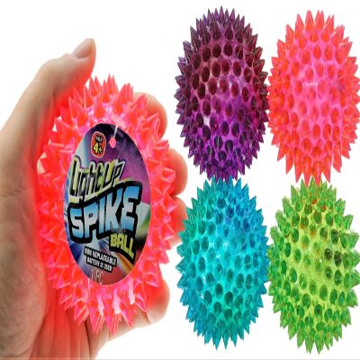 JA-RU Light Up Ball (4 Balls) Rubber Spiky Balls for Kids. Stress Relief Toy Autism Sensory Products. Dog Chew Toy Bulk Birthday Party Favors, Goodie Bag Stuffers. 699-4s
