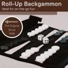 Sondergut Roll-up Portable Suede Backgammon Game Set - for Adults & Children - Ideal for RV Travel, Cruise, Airplane, Camping, Backpacking, Road Trips, Etc. Multiple Colors (Black) view 2