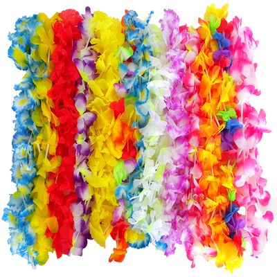Dondor Enterprises Tropical Leis Necklace, Hawaiian Luau Flower Leis (24 Pack - Multicolored)