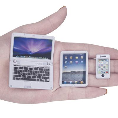 Dollhouse Decoration Miniature Accessories Dollhouse Computer Laptop Tablet Phone Simulation Accessories for Doll 1/6 1/12 Miniatures Play Set - 3 Pcs