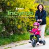 Joovy Tricycoo Fold & Go Toddler Tricycle Featuring Removable, Adjustable Push Handle, Lockable Pedals, Height-Adjustable Seat, 3-Point Safety Harness, and Rear Storage Box (Blueness), 27.6"x18.5"x37" view 2