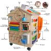 SHIERDU Montessori Wooden Busy House Basic Life Skills and fine Motor Training for Children, pre-School Education and Learning Busy Board, Sensory Game Toys, Large Gifts for Boys and Girls view 2