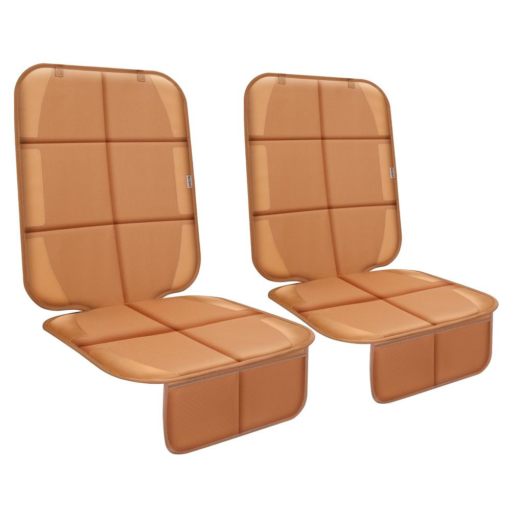 Meolsaek Car Seat Protector for Child Car Seat, Durable 600D Fabric Waterproof Car Seat Cover with Thick Pad Non-Slip BackingNo Imprints (Tan-2 pcs)