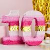 BLUE PANDA Number Zero Pinata - Gold & Pink for 10th Birthday Girl - Fillable Candy & Confetti for 10th Birthday Party - Corrugated Construction for Celebration - 16.5x11x3 in view 2