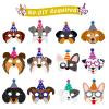 12 Pieces Dog Birthday Masks and Garland - Funny Paper Masks for Dog Theme Party Decoration - Cardstock Baby Shower Banner for Puppy Birthday Party Favors view 1