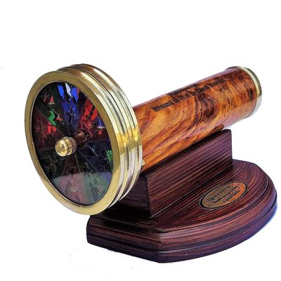 Arch Instruments Handmade 8 Inches Wooden Tube And Brass Ring Working Kaleidoscope Best Birthday Gift For Children