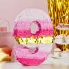 BLUE PANDA 9 Pinata - Small, 16.5 x 11 x 3 In, Pink & Gold - Pinata for 9 Year Old Girl, 9th Birthday Decoration - Pull-String Design view 2
