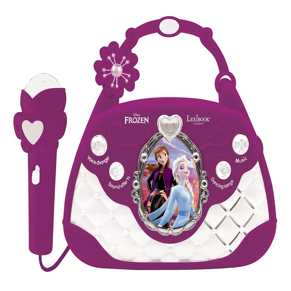 LEXIBOOK K102FZ Disney Frozen Elsa Musical Speaker with Microphone, Voice Changer, Demo Songs, MP3 Plug, Purple/White