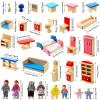 Sumind 35 Pcs Wooden Dollhouse Furniture Set with 8 Family Toys Family Set 27 Pcs Furniture Dollhouse Accessories for Boys Girls, Holiday Birthday Gift(Classic Style) view 3