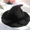 APOSU Witch Hat,Foldable Wool Halloween Witch Hat for Women,Pointed Wizard Cap for Cosplay Costume Accessory and Daily view 2