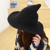 APOSU Witch Hat,Foldable Wool Halloween Witch Hat for Women,Pointed Wizard Cap for Cosplay Costume Accessory and Daily view 3