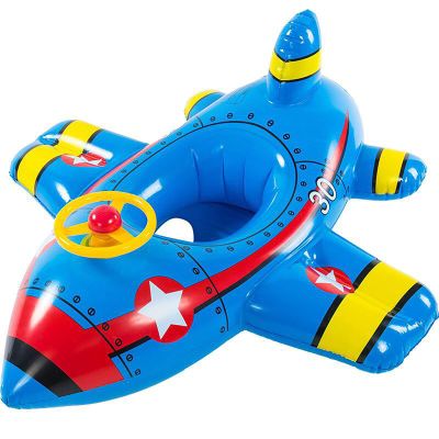 OIUT Inflatable Aircraft Swimming Ring, Thickening PVC Attractive Appearance Playing Water Game Swim Tubes Seat Boat Pool Ring for Beach, Lake, Party, Vacation (Blue)