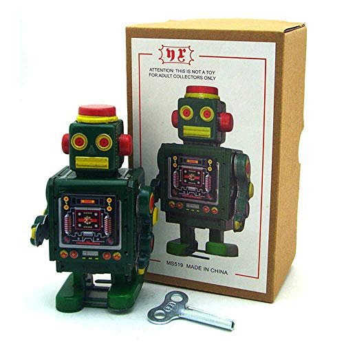 Charmgle MS519 Retro Tin Toy Robot Wind-Up Toy Photography Prop Decoration Novelty Gifts Adult Collection (Green)