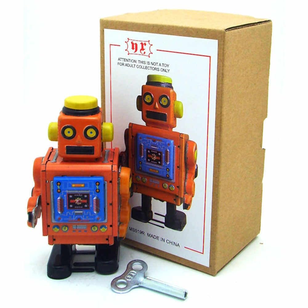 Charmgle MS519 Retro Tin Toy Robot Wind-Up Toy Photography Prop Decoration Novelty Gifts Adult Collection (Orange)