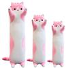 Giant Cat Pillow Plush Cartoon Kitty Sleeping Hugging Pillow, Cuddly Soft Long Kitten Body Pillow Doll Cat Cushion Toy for Kids Girlfriend (Pink, 130cm/51.18inch) view 1