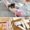 Giant Cat Pillow Plush Cartoon Kitty Sleeping Hugging Pillow, Cuddly Soft Long Kitten Body Pillow Doll Cat Cushion Toy for Kids Girlfriend (Pink, 130cm/51.18inch) view 3