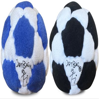 DIRTBAG 32 Panel Footbag 2 Pack, Flying Clipper Original Designed Footbag, Machine Washable, Hand Sewn - Black/White Combo