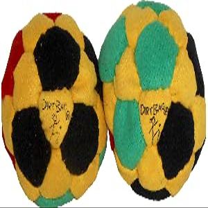 DIRTBAG 32 Panel Footbag 2 Pack, Flying Clipper Original Designed Footbag, Machine Washable, Hand Sewn - Red/Yellow/Green/Black Combo