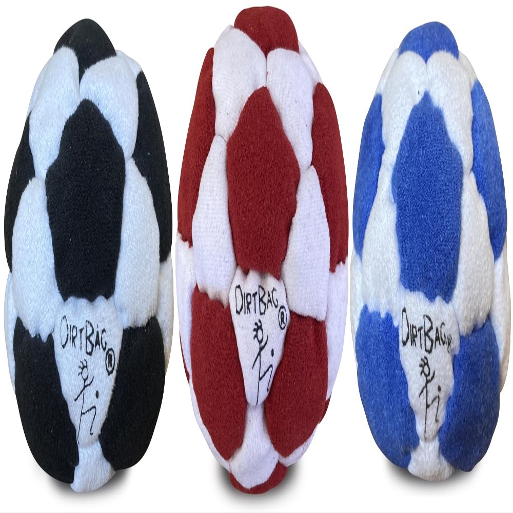 DIRTBAG 32 Special Footbag 3 Pack, Flying Clipper Original Designed Footbag, Machine Washable, Hand Sewn - White/Black Combo