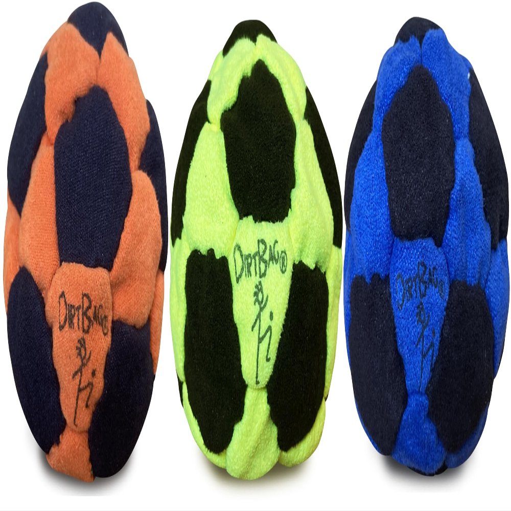 DIRTBAG 32 Special Footbag 3 Pack, Flying Clipper Original Designed Footbag, Machine Washable, Hand Sewn - Orange/Black Combo