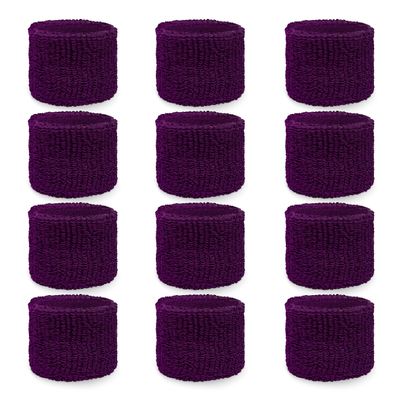 Couver WBY330 Unisex 2.5" Tall/Youth Kids Cotton Terry Wrist Bands/Wristbands for Event use, Party Favor, Purple, 12PCS Bulk Set Pack
