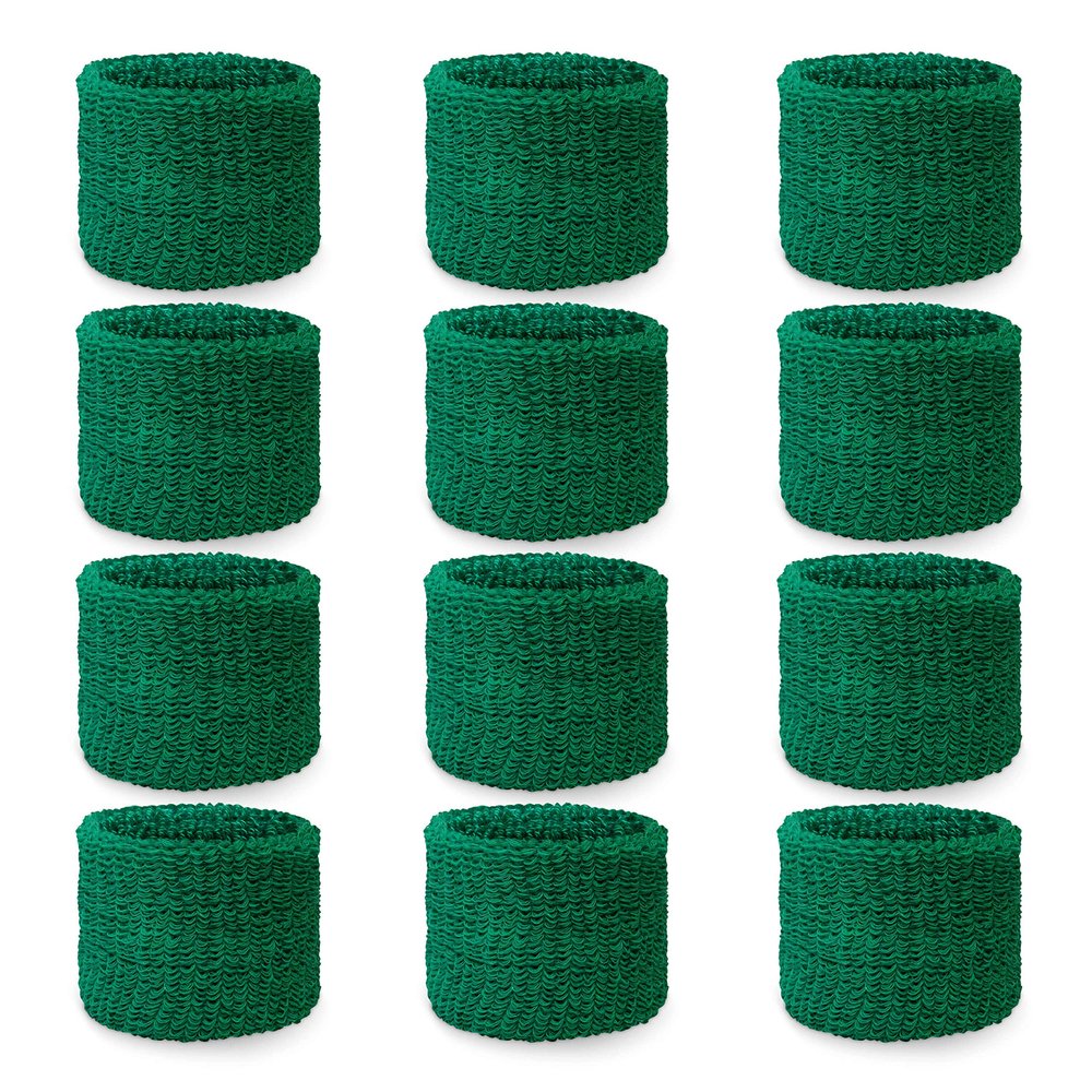 Couver WBY330 Unisex 2.5" Tall/Youth Kids Cotton Terry Wrist Bands/Wristbands for Event use, Party Favor, Green, 12PCS Bulk Set Pack