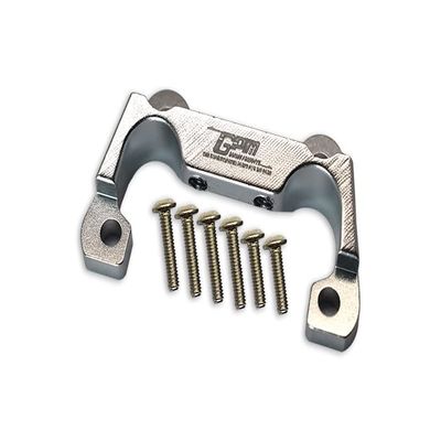 1:10 Lasernut U4 Tenacity LOS03028 / Tenacity DB Pro LOS03027V2 Upgrade Parts Aluminum Front Bumper Mount - 7Pc Set Silver