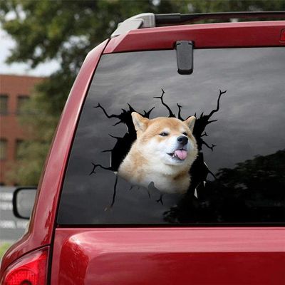 Ocean Gift Shiba Inu Car Decals, Dog Car Stickers Pack of 2 - Realistic Shiba Inu Stickers for Car Windows, Walls Series 82 Size 10" x 10"