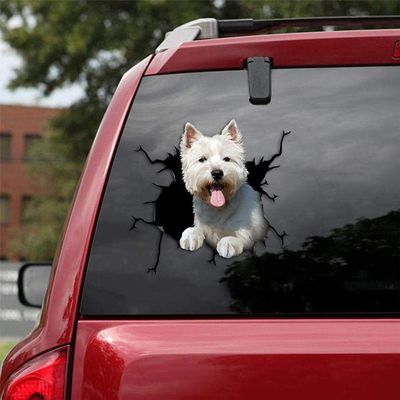Ocean Gift Westie Car Decals, Dog Car Stickers Pack of 2 - Realistic West Highland White Terrier Stickers for Car Windows, Walls Series 84 Size 10" x 10"