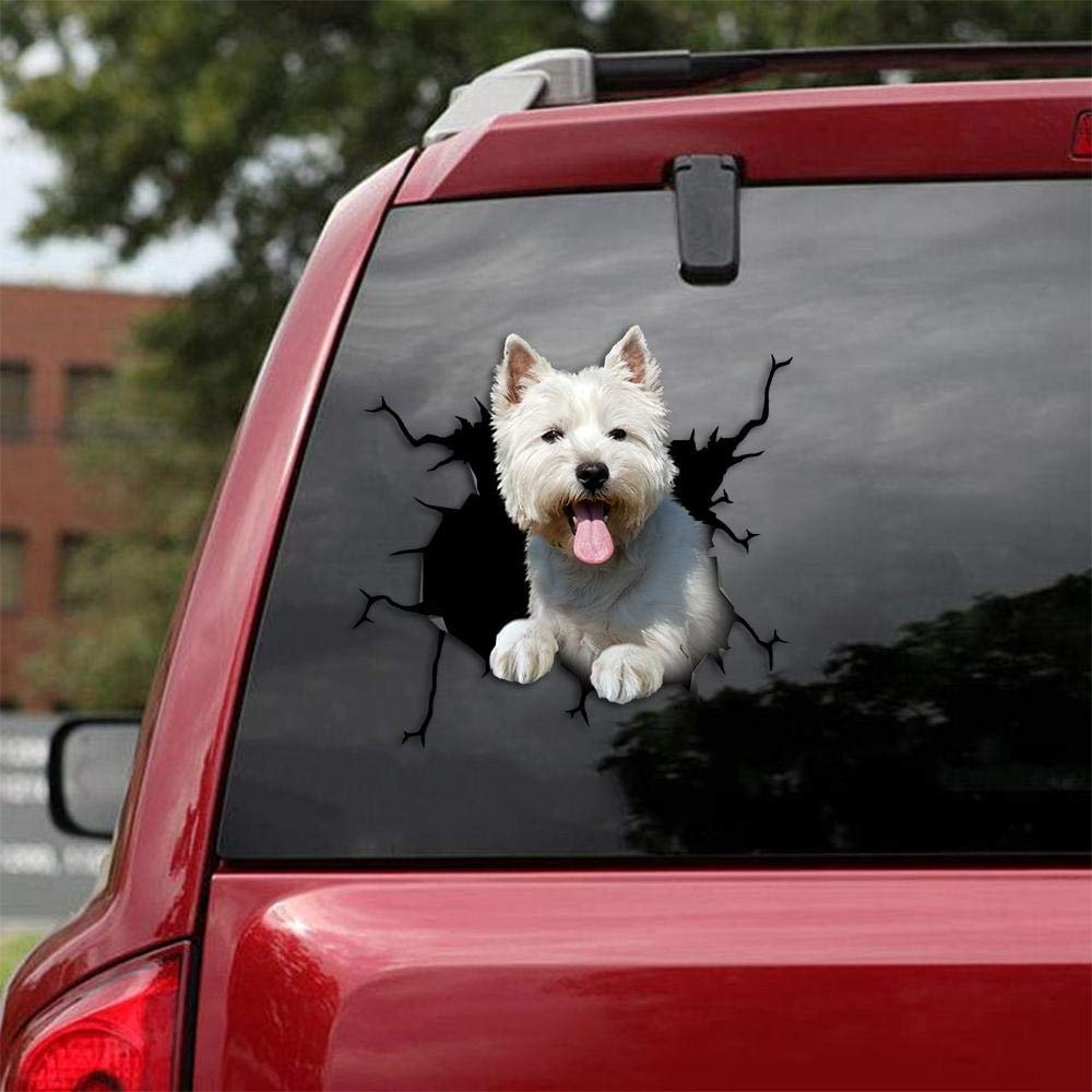Ocean Gift Westie Car Decals, Dog Car Stickers Pack of 2 - Realistic West Highland White Terrier Stickers for Car Windows, Walls Series 84 Size 10" x 10"