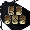 Cyber-Deals Set of (5) Solid Zinc Alloy Metal Polished Finish 16mm Dice, Rounded Corners with Black Velvet Cloth Pouch (Gold with Black Dots) view 1