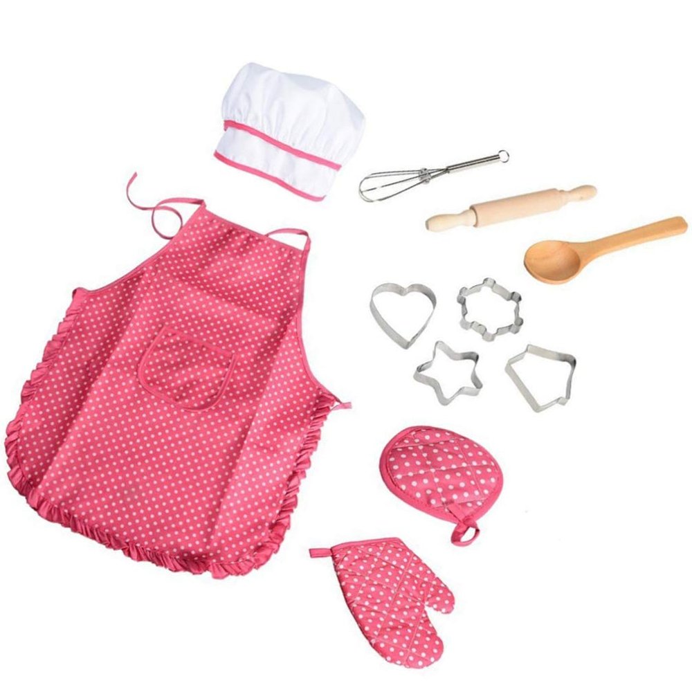 TOYANDONA 11pcs Boy Girl Kitchen Playset with Cooking Mitt Utensils and Apron for Creative Role Play Educational Cooking Toy for Boys and Girls Ages