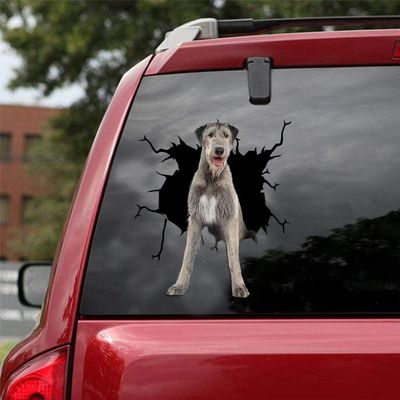 Ocean Gift Irish Wolfhound Car Decals, Dog Car Stickers Pack of 2 - Realistic Irish Wolfhound Stickers for Car Windows, Walls Series 86 Size 12" x 12"