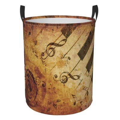 Foruidea Vintage Music Rose And Piano Laundry Basket,Laundry Hamper,Collapsible Storage Bin, Oxford Fabric Clothes Baskets,Nursery Hamper For Home,Office,Dorm,Gift Basket