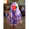 DUDUWIG 22 inches Long Rainbow Wig for Kids Girls Long Multi-color Wavy Curly, Lovely Color Synthetic Cosplay Hair Wig for Children with Hair Cap view 1