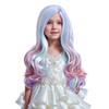 DUDUWIG 22 inches Long Rainbow Wig for Kids Girls Long Multi-color Wavy Curly, Lovely Color Synthetic Cosplay Hair Wig for Children with Hair Cap view 2