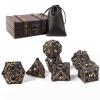 AncientDeer DND Dice Set 7 Pieces D&D Pure Copper Hollow Polyhedral DND Dice W/Gift Box & Dice Bag for DND RPG Explorers Savage World and Table DND Dungeons and Dragons Role Playing view 1
