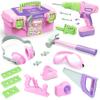 Kids Tool Set, Toddler Tool Set with Electric Toy Drill Tool Box Pretend Play Construction Toy Tools for Girls, Preschool Pink Tools Toy Gifts for Girls Toddlers Kids Aged 3+ view 1