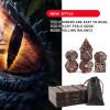 Hollow Metal DND Dice 7Pcs Set for Dungeons and Dragons RPG MTG Table Games D&D Pathfinder Shadowrun and Math Teaching,Large D4,D6,D8,D10,D12,D20 freaky multi sided Dice Set D and D Dice with Gift Box view 3