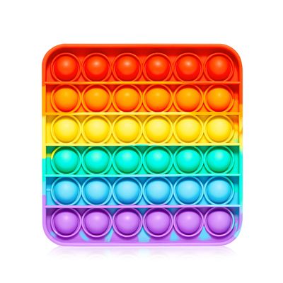 Push Pop Bubble Fidget Sensory Toy - for Autism, Stress, Anxiety - Kids and Adults (Rainbow Square)