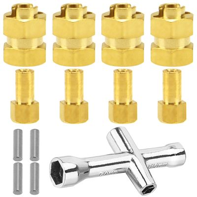 4Pack Vgoohobby SCX24 7mm Wheel Hex Hub Extension Hex Drive Spacers Adapter Combiner with Small Cross Wrench Compatible with Axial Scx24 AXI00002 AXI00001 1/24 RC Crawler