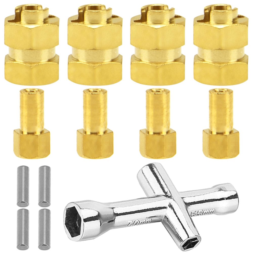 4Pack Vgoohobby SCX24 7mm Wheel Hex Hub Extension Hex Drive Spacers Adapter Combiner with Small Cross Wrench Compatible with Axial Scx24 AXI00002 AXI00001 1/24 RC Crawler
