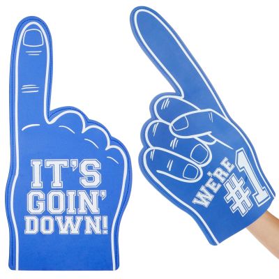 Okuna Outpost Blue Foam Finger - Lightweight Grip & Blue Sports Fan Accessories - Portable Design & Sports Party Favors - Two-Pack & Number One Fan Finger - 17.5 Inch, Pack of 2, Ambidextrous