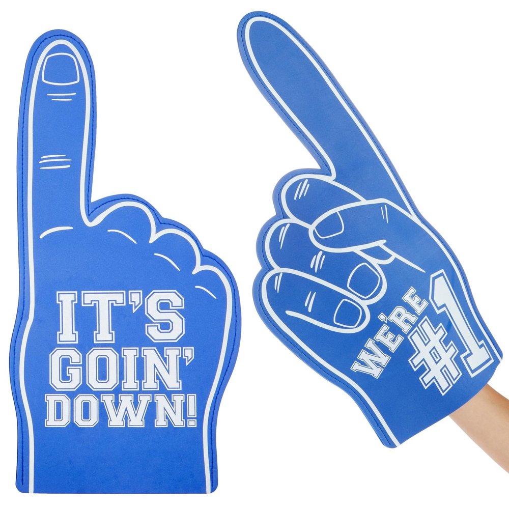 Okuna Outpost Blue Foam Finger - Lightweight Grip & Blue Sports Fan Accessories - Portable Design & Sports Party Favors - Two-Pack & Number One Fan Finger - 17.5 Inch, Pack of 2, Ambidextrous