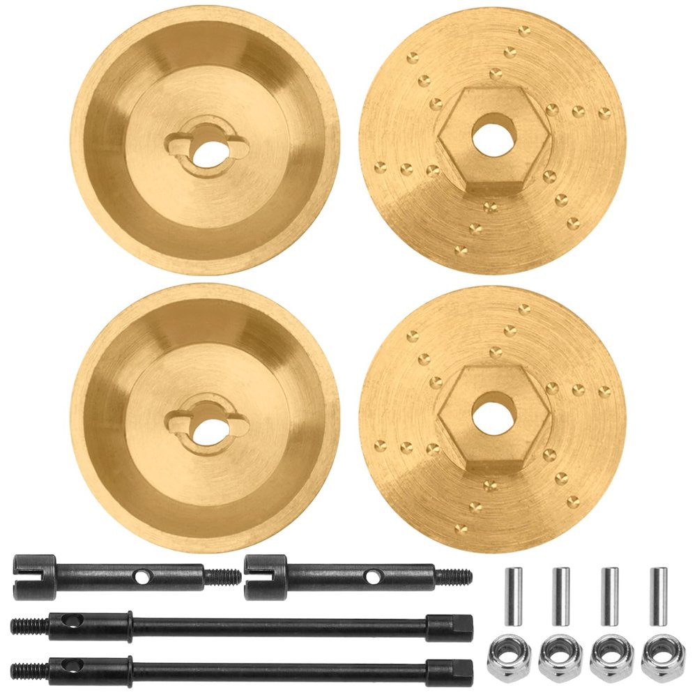 4Pack Vgoohobby RC 6mm Brass Wheel Hub Knuckle Counterweight Front Rear Wheel Axle Drive Shaft Joint Compatible with Axial Scx24 AXI90081 AXI00002 AXI00001 1/24 RC Crawler Car