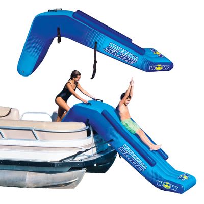 Wow Sports - 8 ft Inflatable Pontoon Waterfall Slide for Boats - Perfect Summer Lake Party Accessory for Kids & Adults