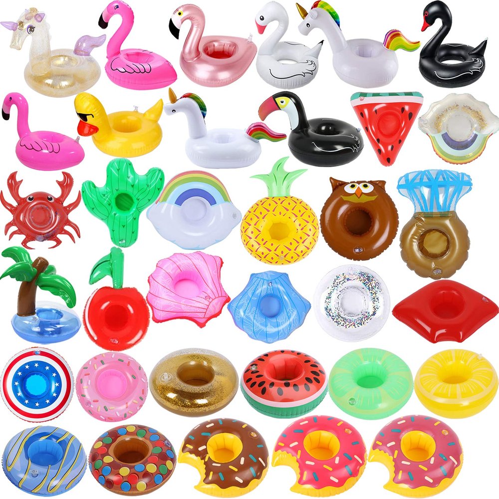 Inflatable Drink Holder 35 Pack Inflatabl Floats Floating Cup Holders Fun Floaties for Swimming Pool Party